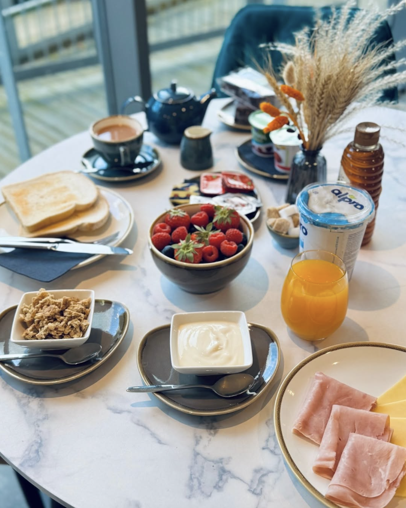 Continental breakfast spread at Blue Harbour Café